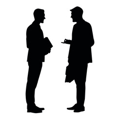  Silhouette Of Two People Having A Discussion