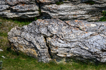 Geologic Feature at Soda Butte, as a nature landscape, Yellowstone National Park, USA
