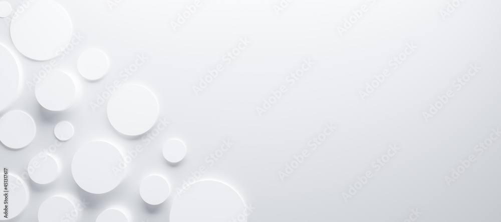 Poster abstract and illustration of white cycle background,light and shadow with free space, 3d rendering a
