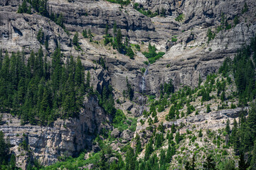 Craggy rock face of Barronette Peak on a sunny day, Yellowstone National Park, USA
