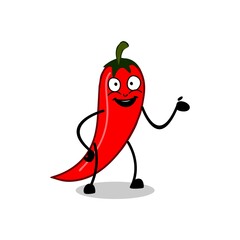 red chili illustration cartoon explaining something. chili icon vector design