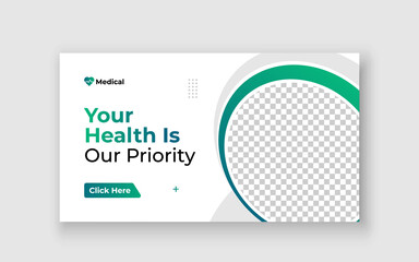 Medical healthcare youtube thumbnail and web banner template.Editable video thumbnail template