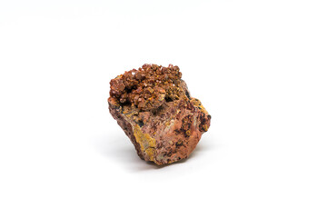 Vanadinite on matrix from Mibladen, Morocco isolated on white background