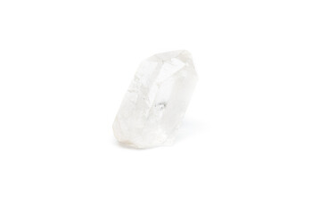 Hyaline quartz crystal isolated on white background