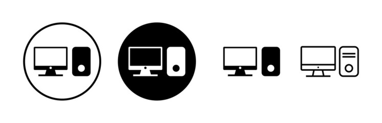 Computer icons set. PC Icon vector. Computer monitor icon. Flat PC symbol