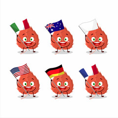 Birch leaf cartoon character bring the flags of various countries