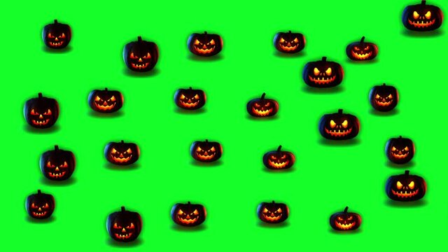 green screen with lots of pumpkins for video overlay, halloween