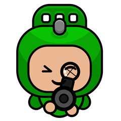 vector cartoon cute doodle rolling pin mascot costume character army 