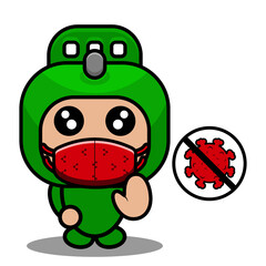 vector cartoon cute doodle rolling pin mascot costume character wearing a mask