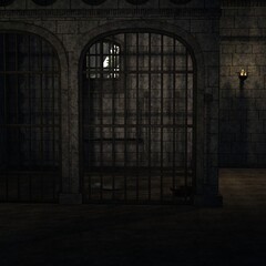 3d illustration of an fantasy background what an old mystical prison shows 