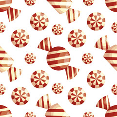 Seamless pattern with flat candies on white.