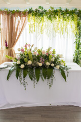 large floral arrangement on a table