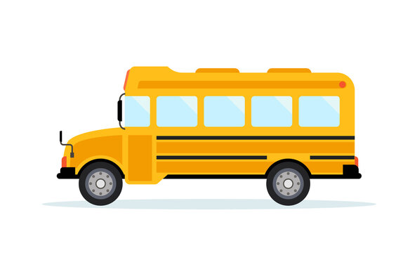 school bus isolated on white background, flat design icon back to school concept. vector illustration