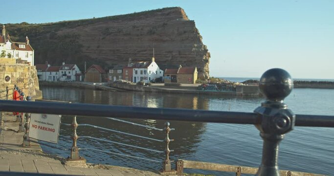 North York Moors, Staithes Clip 8, Static shot of Harbour and Cowbar, North Yorkshire Heritage Coast, Video, 4096x2160 25fps, Prores 422