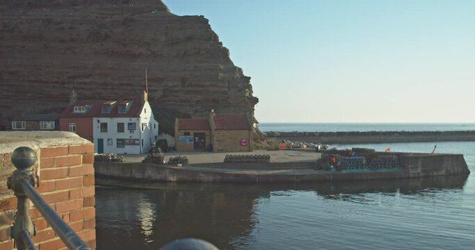 North York Moors, Staithes Clip 10a, PAN Staithes Harbour and Cowbar Nab, North Yorkshire Heritage Coast, Video, 4096x2160 25fps, Prores 422