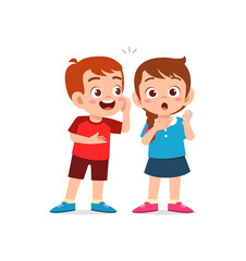 cute little boy whisper secret to friend