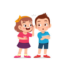 cute little girl whisper secret to friend