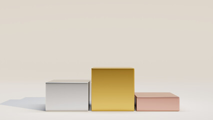 Gold, silver and bronze podium. 3D rendering illustration. 