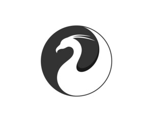 Phoenix silhouette in the yin and yang logo
