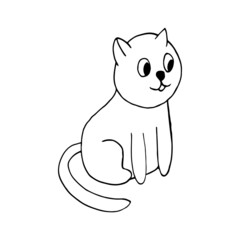 cat icon. hand drawn doodle. vector, scandinavian, nordic, minimalism, monochrome. pet, animal, cute, funny.