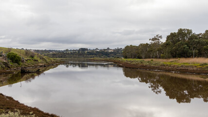 Fototapeta na wymiar The onkaparinga river in the national park in seaford south australia on july 23rd 2021