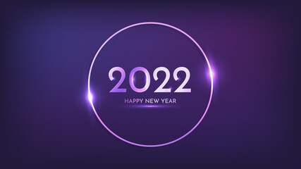 2022 Happy New Year neon background