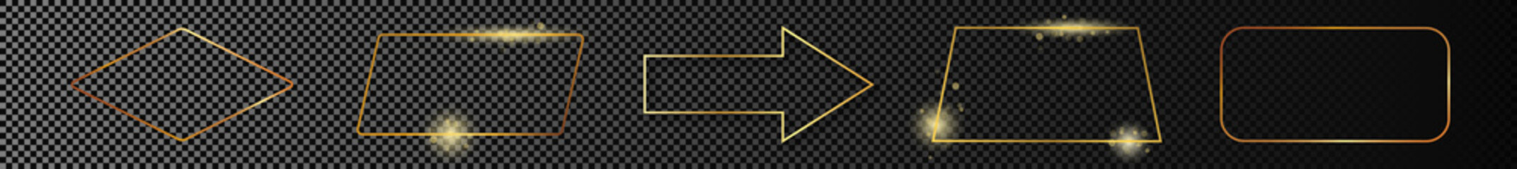 Gold glowing different geometric shape frame