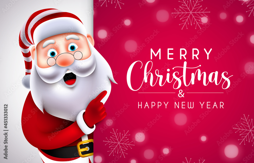 Poster christmas greeting vector template design. merry christmas text in red empty space background with s