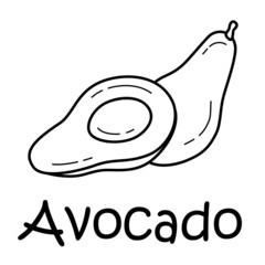 Badge avocado with the inscription. Vector image, eps