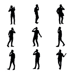 Silhouette of a Man Using The Phone - Collection