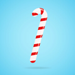 Christmas candy cane. Red and white colors. Isolated. Vector illustration.