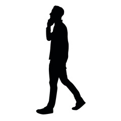 Silhouette of a Man Using The Phone