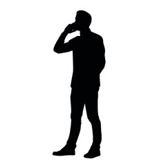 Silhouette of a Man Using The Phone
