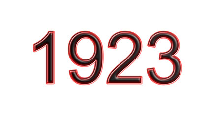 red 1923 number 3d effect white background
