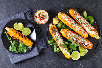 Elote, Grilled Mexican Street Corn on a plate