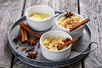 sweet rice pudding with cinnamon and anise star