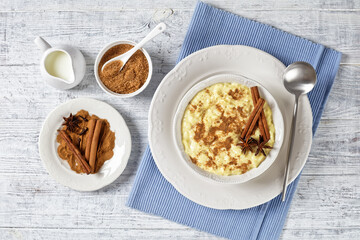 sweet rice pudding with cinnamon and anise star