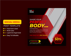 Fitness gym flyer social media post and web banner |Social Media Timeline post design