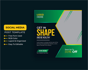 Fitness gym flyer social media post and web banner |Social Media Timeline post design