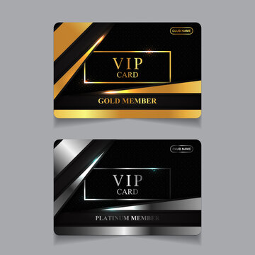 Vector VIP golden and platinum card. Black geometric pattern background with premium design. Luxury and elegant graphic print template layout for vip member