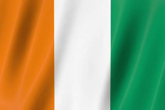 The Republic of Côte d'Ivoire flag, 3d render,8K