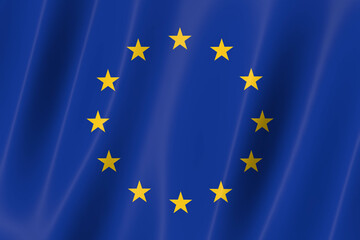 European Union flag,3d flag, flag, 3d render,8k