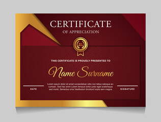 Certificate of achievement border design templates with elements of  luxury gold badges and modern line patterns. vector graphic print layout can use For award, appreciation, education