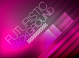 Bright neon color techno abstract background, shiny glowing neon lines in the dark background