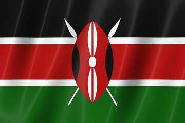 kenya flag, 3d flag, flag, 3d render,8k - obrazy, fototapety, plakaty