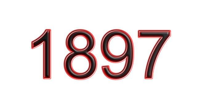 red 1897 number 3d effect white background