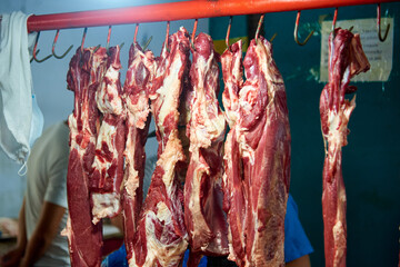butchered meat on the market