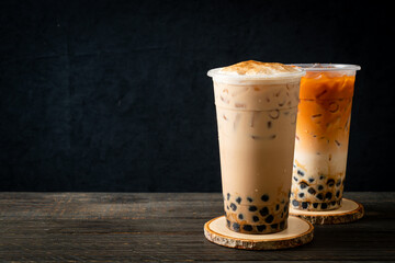 Taiwan milk tea and Thai milk tea with bubbles