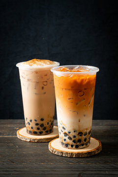 Taiwan milk tea and Thai milk tea with bubbles