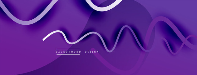 Abstract gradient background with wave line with shadow effect. Geometric composition. 3D shadow effects and fluid gradients